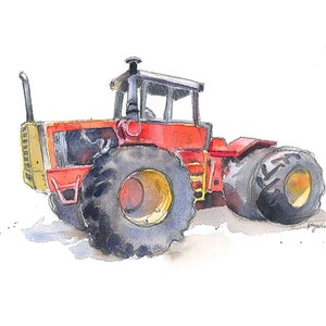 Red Tractor Print #11, Print Wall Art for Toddler Boys Room, Farm Nursery Decor, Tractor Birthday Gift, Watercolor