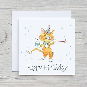 Orange Cat Birthday Card, Kids Birthday Card, Marmalade Cat Greeting ...