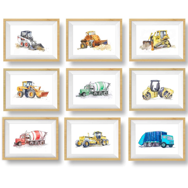 Yellow Dump Truck Print 2, Construction Decor for Baby and Toddler Boys Rooms, Nursery Wall Art, Kids Bedroom Decor, Watercolor image 8