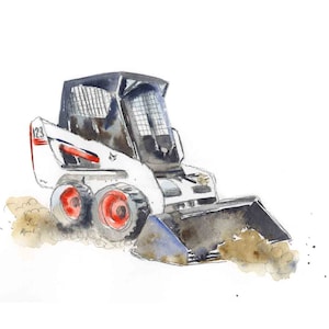 Construction Truck Print, Bobcat Skid Steer Loader, Nursery Wall Art, Baby and Toddler Boys Room Decor