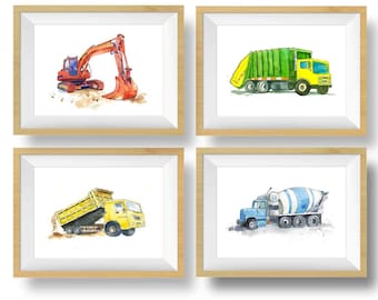 Construction Prints Set for Boys Room, 45+ Choices, Construction Truck Wall Art for Baby Toddler Boys Room, Nursery Wall Decor, Truck Gift