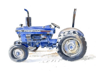 Blue Tractor Print #4 for Nursery and Kids' Rooms, Tractor Wall Decor, Digital Download