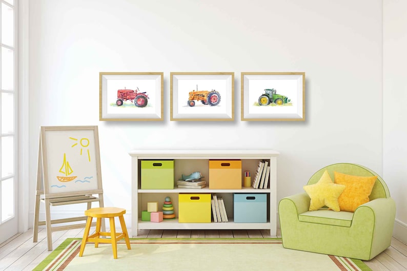 Red Tractor Print 1 Tractor Decor Farm Nursery Art Toddler Etsy