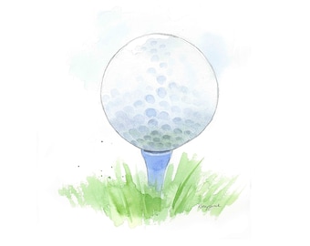 Stampa di pallina da golf per camerette per neonati e bambini piccoli, arte da parete a tema sportivo per bambini, acquerello, download digitale