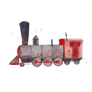 Red Train Print for Toddler Boys Room, Train Nursery Wall Art  Decor, Playroom Artwork, Watercolor, Digital Download