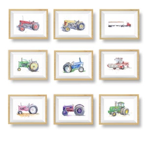 Tractor Gift, Red Yellow Tractor Print, Tractor Wall Art, Farm Nursery Decor, Boys Wall Art, Watercolor, Living, Office, Kitchen image 7