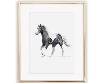 Horse Print for Girls Room, Kids Wall Art, Hand Painted Watercolor