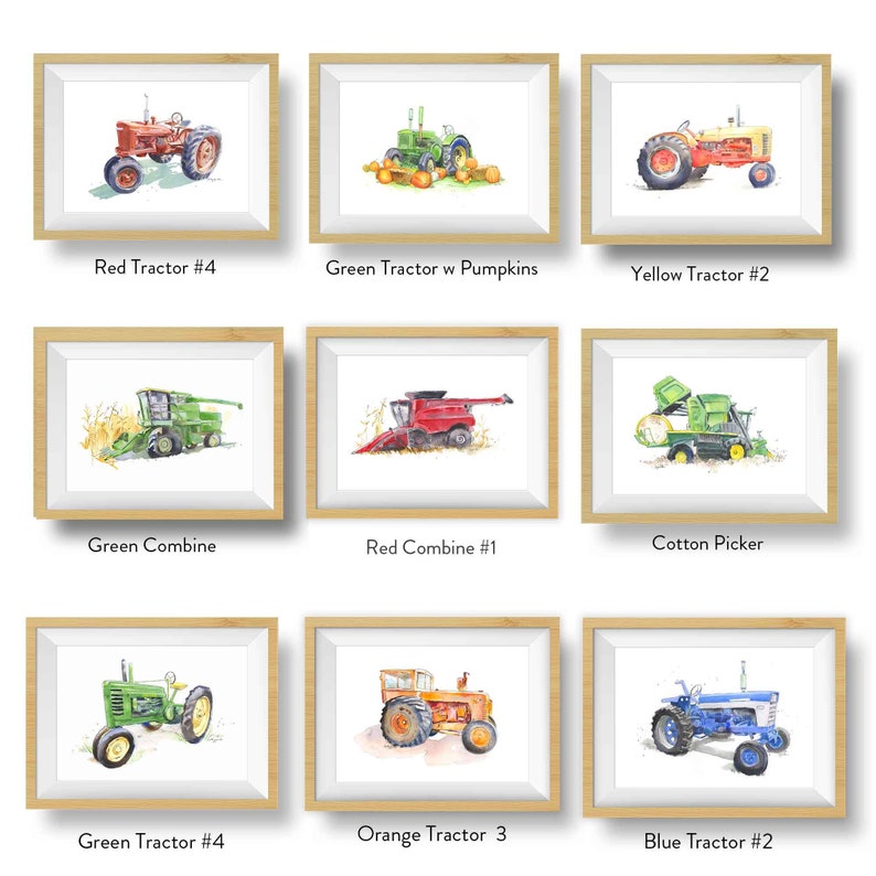 Farm Tractor Prints for Baby and Toddler Boys Room, Farm Nursery Decor, Kids Wall Art, Watercolor image 5