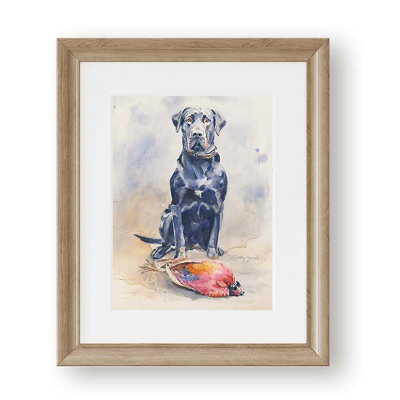 Black Labrador Retriever with Pheasant Art Print, Hunting Dog Wall Decor, Watercolor Painting, Gift for Husband, Boyfriend, Father's Day image 5