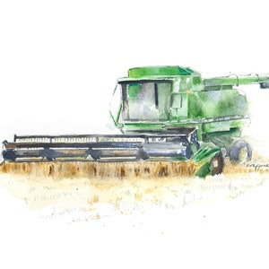Green Combine Watercolor Print #2: Farm Nursery Decor (Digital Download)