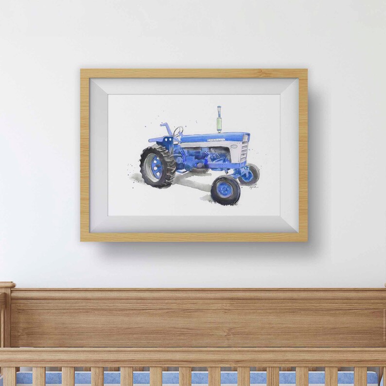 Blue Tractor Print Tractor Painting Tractor Wall Art Etsy