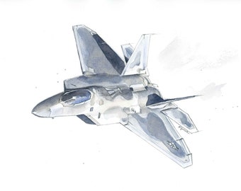F22 Raptor Airplane Print for Baby Toddler Teen Boy's Bedroom, Military Airplane Wall Decor, Gift for Man, Husband, Dad, Boyfriend