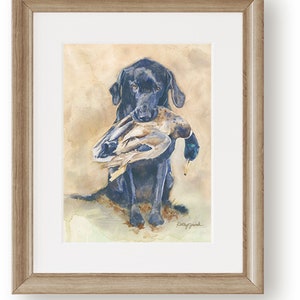 Black Labrador Retriever Art Print, Hunting Dog Wall Decor, Watercolor Painting, Gift for Husband, Boyfriend imagem 3