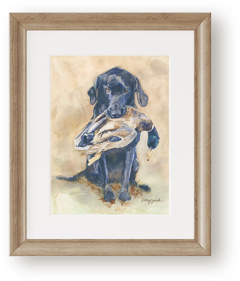 Black Labrador Retriever Art Print, Hunting Dog Wall Decor, Watercolor Painting, Gift for Husband, Boyfriend image 3