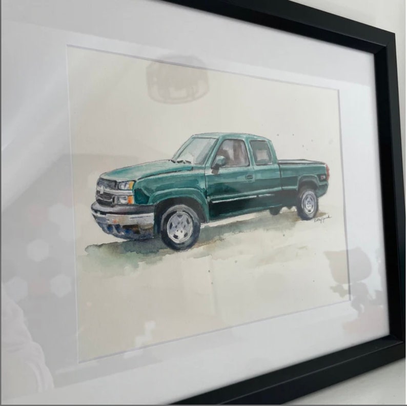 Custom Truck Painting from Photo, Truck or Tractor Gift for Boyfriend, Husband, Dad, Grandpa, Father's Day Gift, Original Watercolor image 5