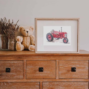 Vintage Red Tractor Print 8 for Nursery or Kids Room, Farm Nursery Wall Art, Tractor Gift, Watercolor, Father's Day, Office, Kitchen image 3