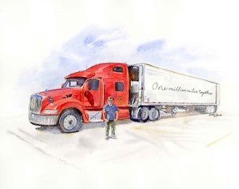 Custom Tractor, Truck, or Motorcycle Painting from Photo, Gift for Boyfriend, Husband, Dad, Original Watercolor