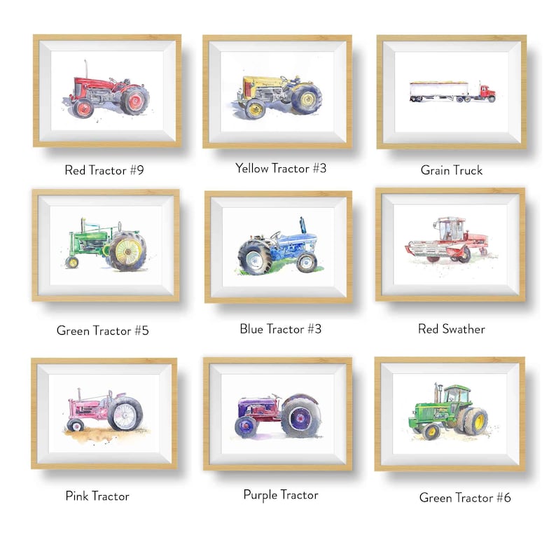 Farm Tractor Prints for Baby and Toddler Boys Room, Farm Nursery Decor, Kids Wall Art, Watercolor image 6