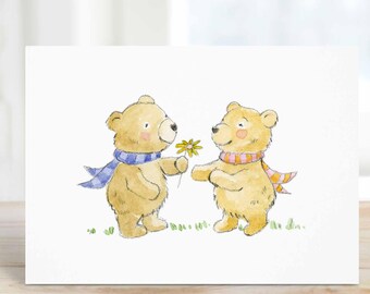 Tarjeta de amor de oso para parejas: ideal para aniversario, San Valentín, cumpleaños o simplemente porque sí. Personalización gratuita.