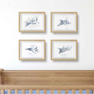 Set of Military Airplane Prints for Kids Bedroom, Baby Toddler Teen Room Decor, Nursery Art, A10, F15, F16, FA18, F22, F35, KC135, T6, B1B image 5