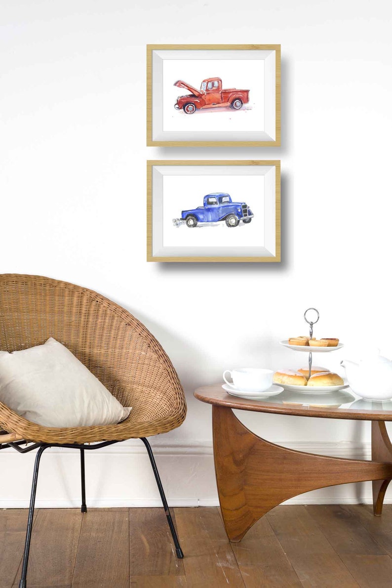 Little Blue Truck Print, Truck Wall Art for Toddler Boys Room, Nursery Wall Art, Transportation Print, Watercolor image 5