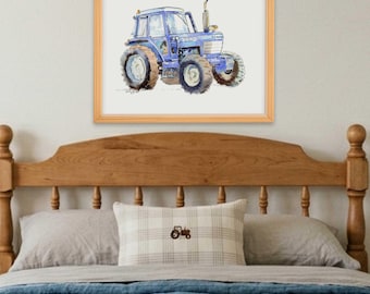 Blue Tractor Print for Boys Rooms, Farm Nursery Wall Art for Baby and Toddler Boys, (Digital Download)