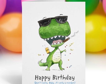 Funny T-Rex Dinosaur 50th Birthday Card for Men, Husband, Dad, Boyfriend, Son, A6 4.5 x 6.25 in.