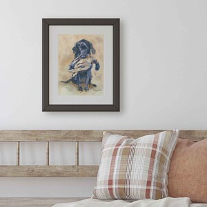 Black Labrador Retriever Art Print, Hunting Dog Wall Decor, Watercolor Painting, Gift for Husband, Boyfriend imagem 2