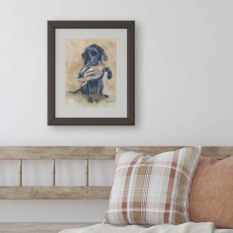 Black Labrador Retriever Art Print, Hunting Dog Wall Decor, Watercolor Painting, Gift for Husband, Boyfriend image 2