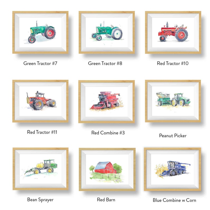 Farm Tractor Prints for Baby and Toddler Boys Room, Farm Nursery Decor, Kids Wall Art, Watercolor image 7