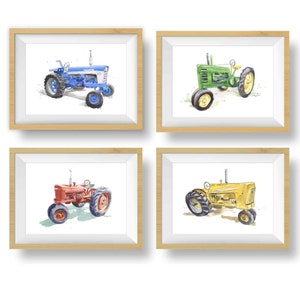 Farm Tractor Prints for Baby and Toddler Boys Room, Farm Nursery Decor, Kids Wall Art, Watercolor image 2