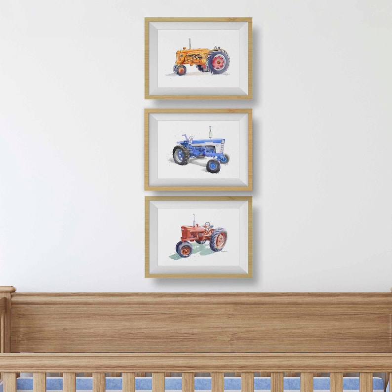 Blue Tractor Print Tractor Painting Tractor Wall Art Etsy