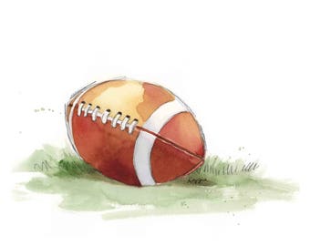 Football Print for Baby and Toddler Boys Bedroom, Digital Download, Sports Nursery, Kids Wall Art Decor, Watercolor