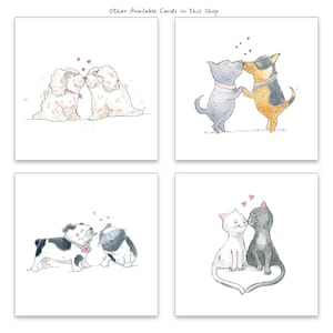 Kissing Cats Card, Free Personalization Greeting Card, Birthday, Anniversary Card for wife, girlfriend, husband, boyfriend, kid, Watercolor image 5