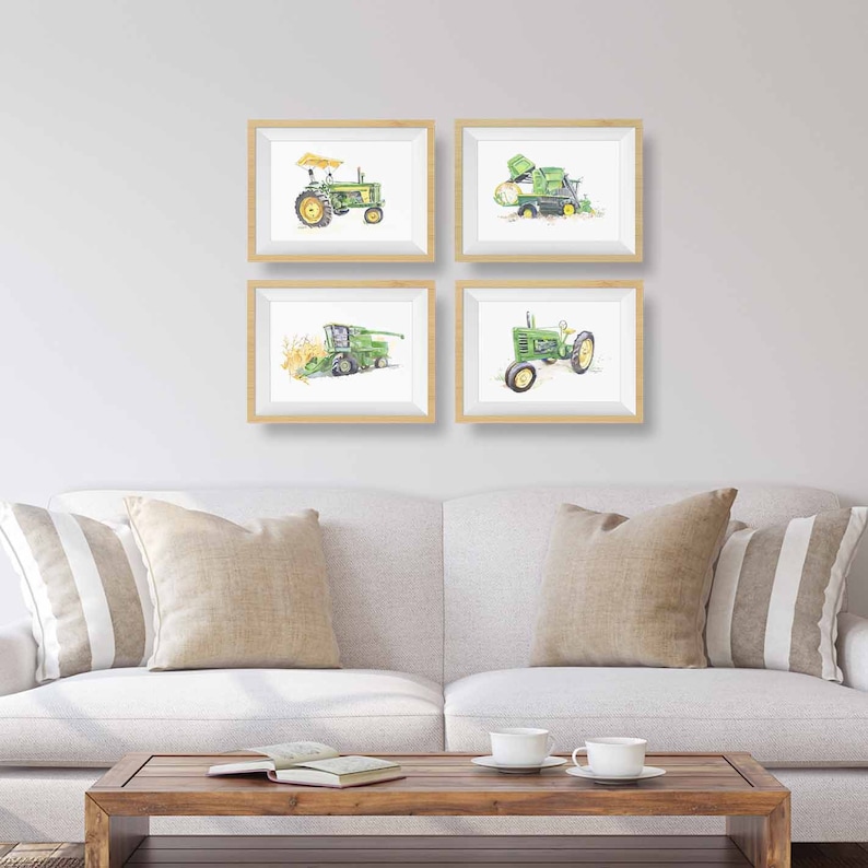Green Tractor Print Tractor Wall Decor Farm Nursery Wall Etsy