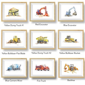 40 Transportation Prints for Toddler Boys Room, Choose Set of 3 or 4, Trucks, Tractors, Helicopters, Train Prints, Nursery Wall Art image 4