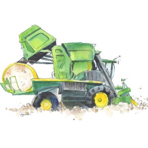 Cotton Picker Print Wall Art, Tractor Painting, Cotton Picker Painting, Tractor Gift for Him, Tractor Wall Art, Tractor Print