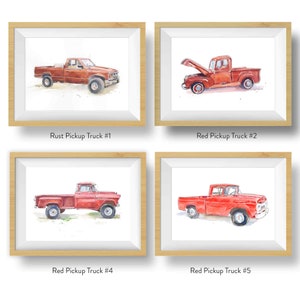 Pickup Truck Prints Set for Baby or Toddler Boy's Room, Truck Wall Decor, Wall Art Gift for Fathers Day, Watercolor image 4
