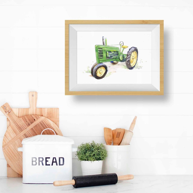 Green Tractor Print, Tractor Wall Decor, Farm Nursery Art, Baby. Toddler Teen Kids Room, Farmhouse Kitchen Office, Gift for Him image 2