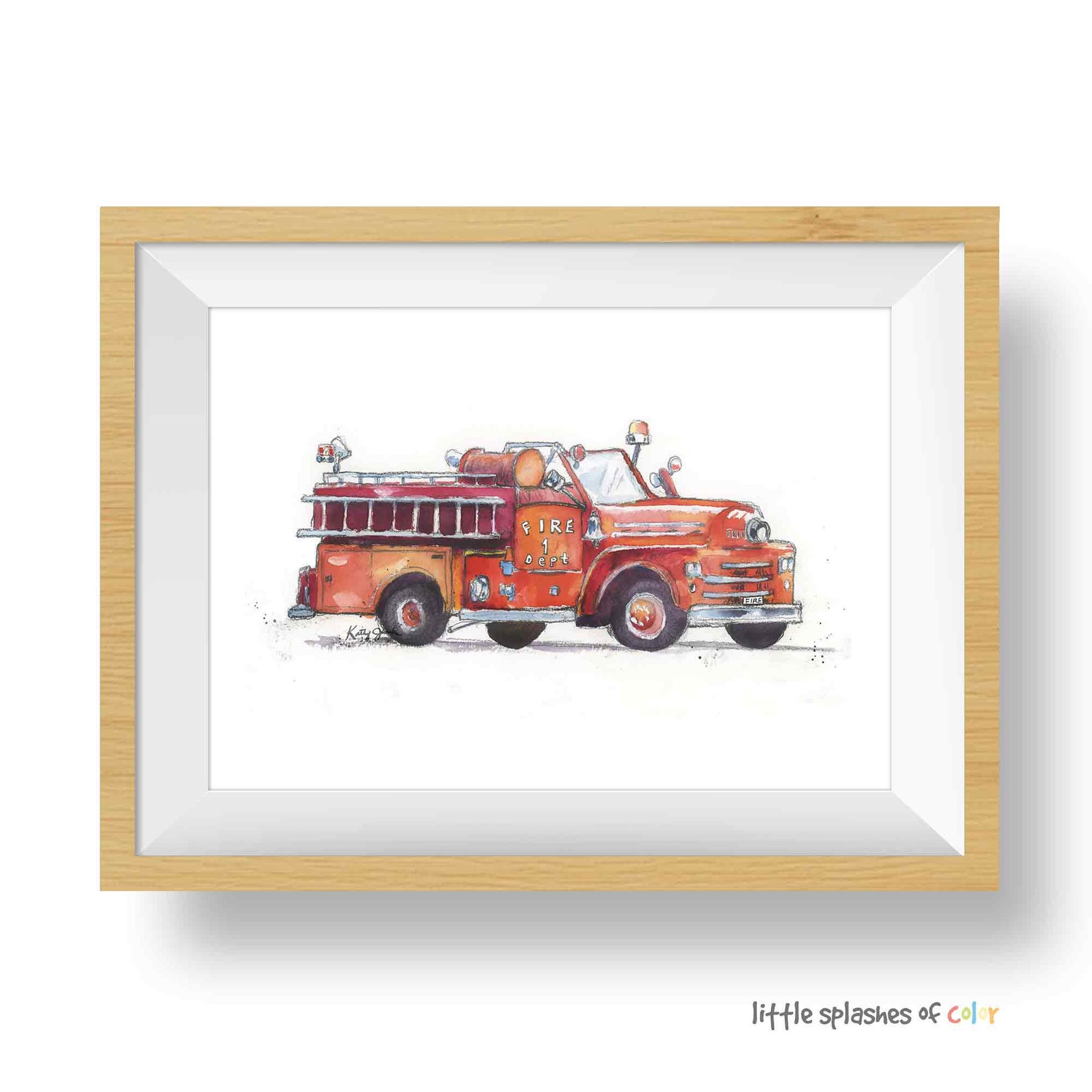 Fire Truck Print for Toddler Boys Room Nursery Wall Art - Etsy