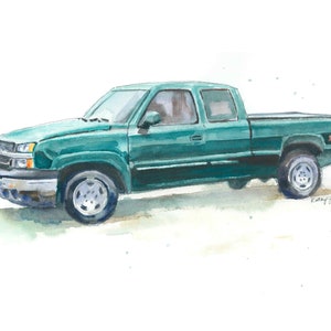 Custom Truck Painting from Photo, Truck or Tractor Gift for Boyfriend, Husband, Dad, Grandpa, Father's Day Gift, Original Watercolor image 4