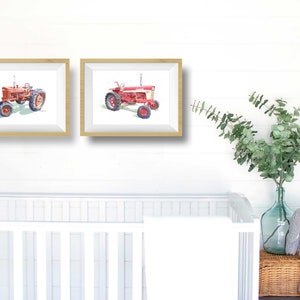 Red Tractor Wall Art Print, Boys Room Decor, Farm Nursery Decor, Tractor Gift for Dad, Father's Day, Living Room, Kitchen, Office image 3