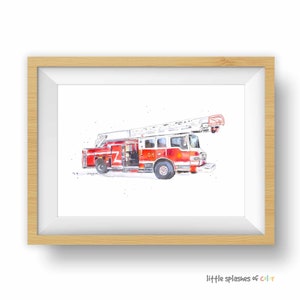 Fire Truck Print for Boys Room, Nursery Wall Art Decor, Rescue Vehicle ...