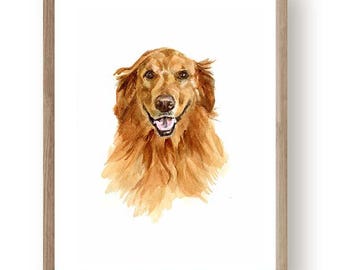Impresión de acuarela de Golden Retriever, pintura de mini perro, arte de pared, regalo para amantes de los perros, pintado a mano
