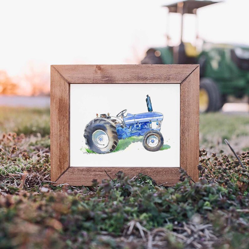 Blue Tractor Print Wall Art Tractor Wall Decor Nursery Wall Etsy