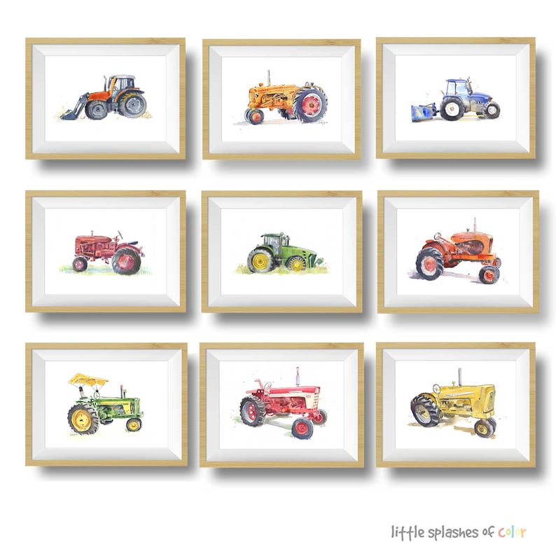 Red Tractor Print 10, Tractor Wall Art, Farm Nursery Decor, Toddler Boys Room Decor, Watercolor image 6