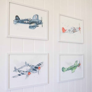 P51 Airplane Print Wall Art for Toddler Boys Room, Airplane Nursery Art, Bedroom Wall Decor, Birthday Father's Day Gift image 4