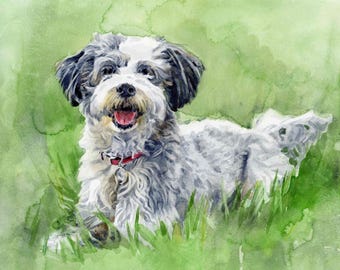 Retrato original de mascota, acuarela pintada a mano sobre AQUABORD a partir de su foto, regalo para mascota