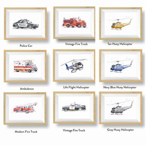 40 Transportation Prints for Toddler Boys Room, Choose Set of 3 or 4, Trucks, Tractors, Helicopters, Train Prints, Nursery Wall Art image 7