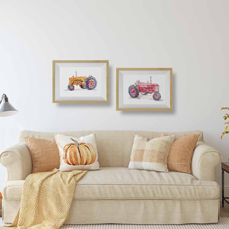 Red Tractor 8 Print Wall Art, Tractor Wall Decor, Farm Nursery Art, Toddler Boys Room Decor, Watercolor image 6